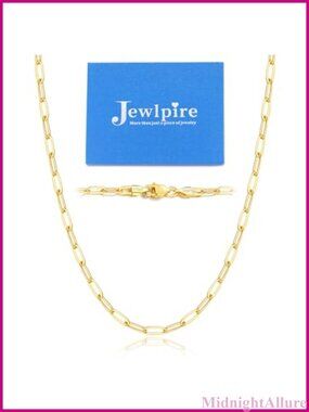 14K Gold Plated 925 Sterling Silver Paperclip Chain Necklace